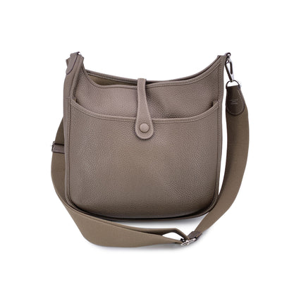 Hermes Taupe Leather Evelyne III 29 Shoulder Crossbody Bag