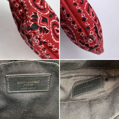 Saint Laurent Red Bandana Print Canvas Canvas Clutch Wrist Bag