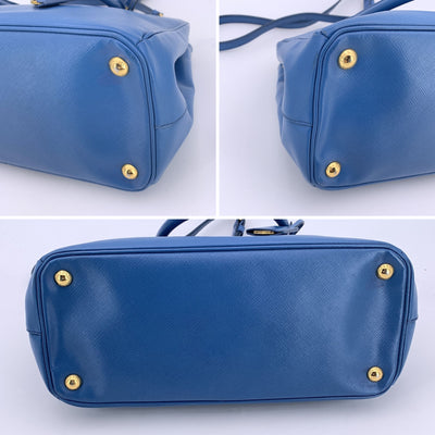 Prada Blue Saffiano Leather Galleria 2 Way Tote Satchel Bag
