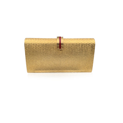 Gucci Vintage Rare Gold Metal Basket Look Evening Clutch Bag