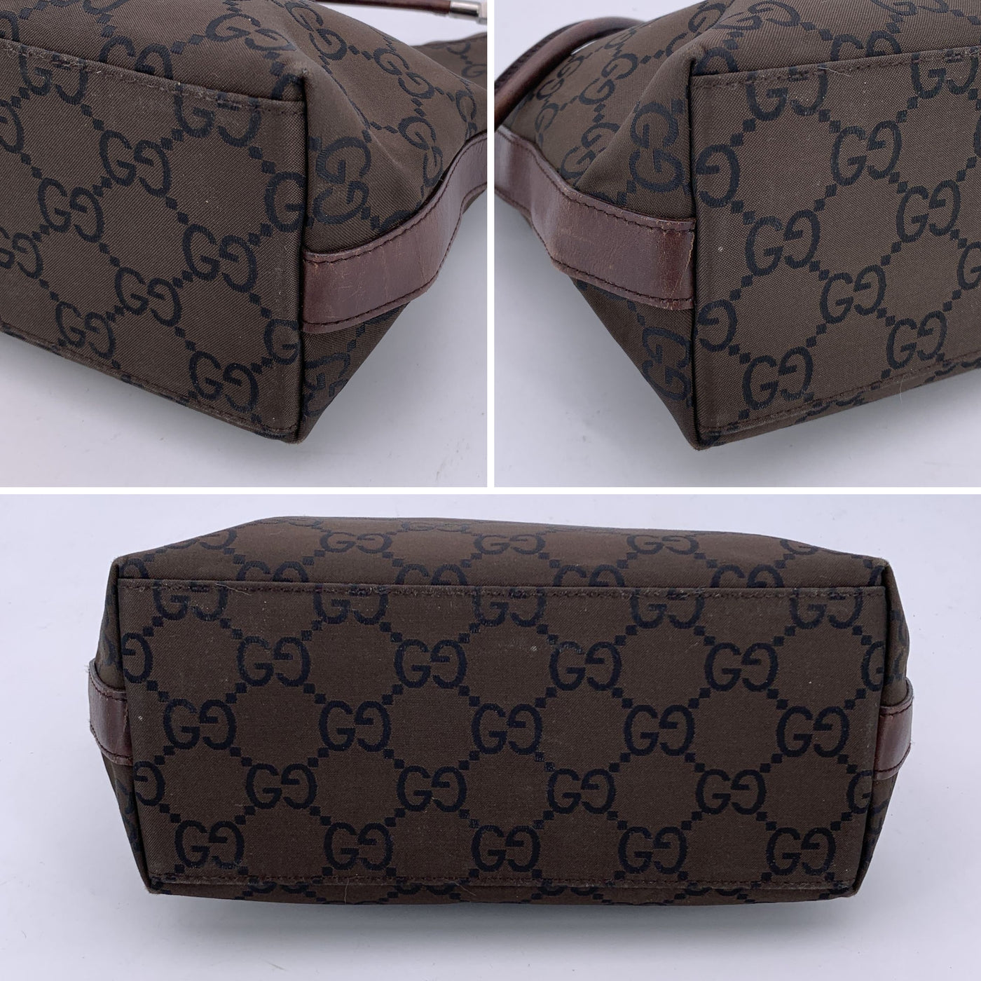 Gucci Brown Big Monogram Canvas Hobo Bag Shoulder Bag