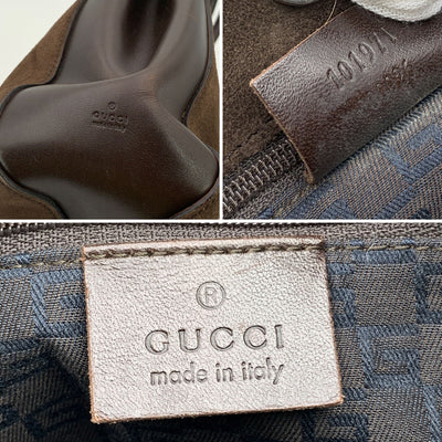 Gucci Brown Suede Leather Horsebit Detailing Tote Shoulder Bag