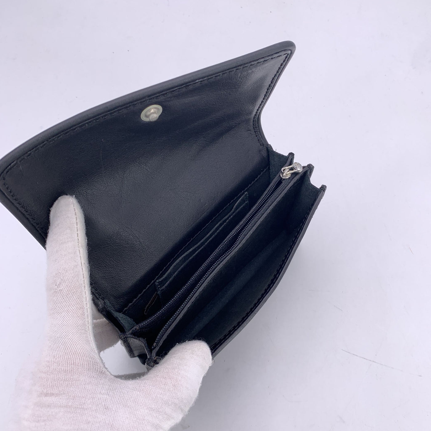 The Bridge Black Leather Small Clutch Flap Pochette Pouch