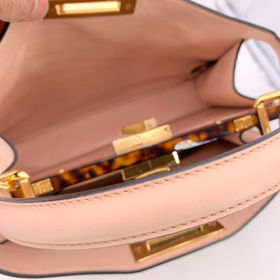 Fendi Pink Leather Peekaboo ISeeU Medium Top Handle Satchel Bag