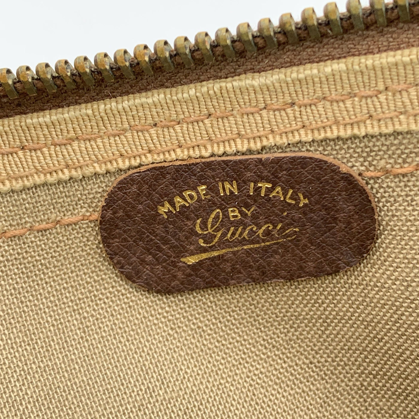 Gucci Vintage Brown Monogram Canvas Satchel Bag with Stripes