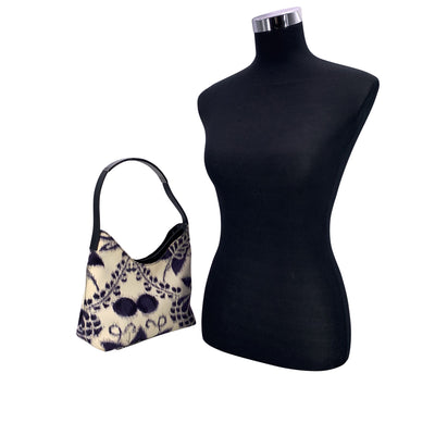 Gucci Vintage Black Nylon Canvas Hobo Shoulder Bag Tote