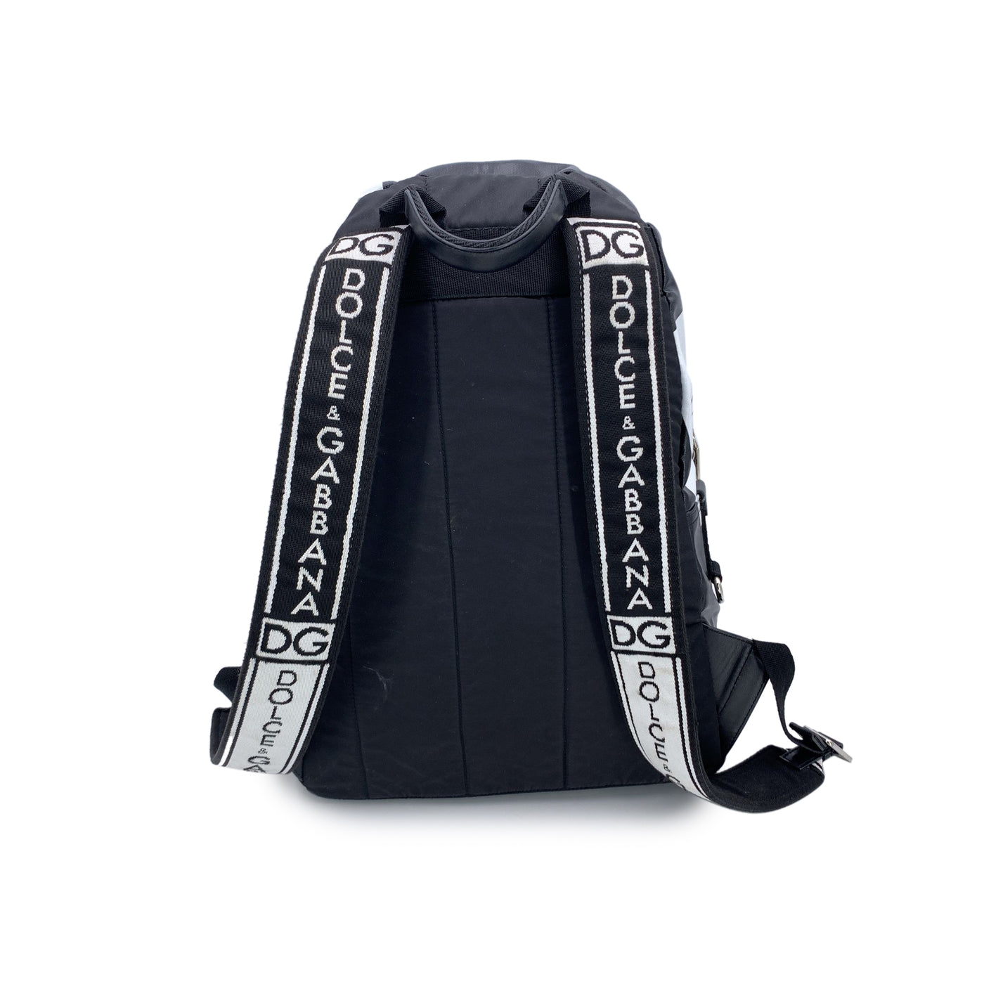 Dolce & Gabbana Black Canvas Vulcano Logo Backpack Shoulder Bag