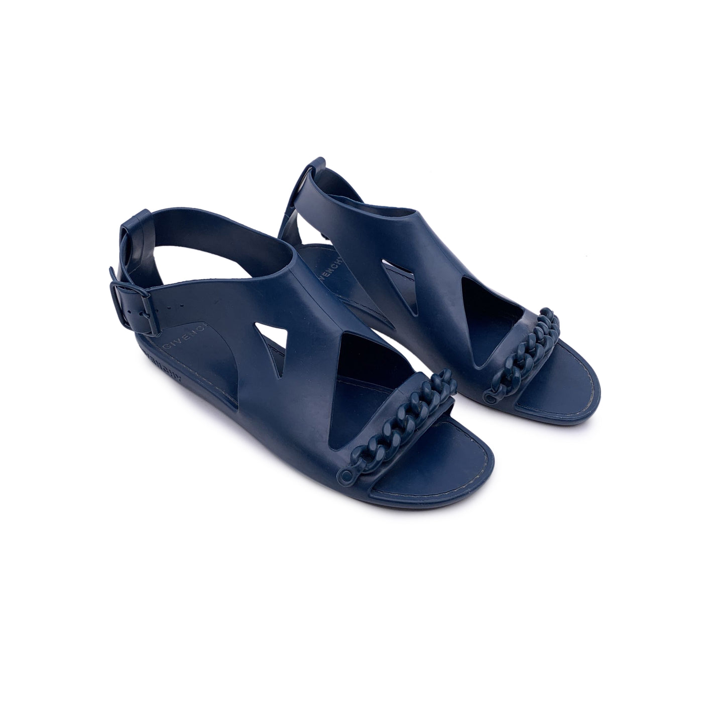 Givenchy Blue Jelly Gladiator Chain Detail Flat Sandals Size 39