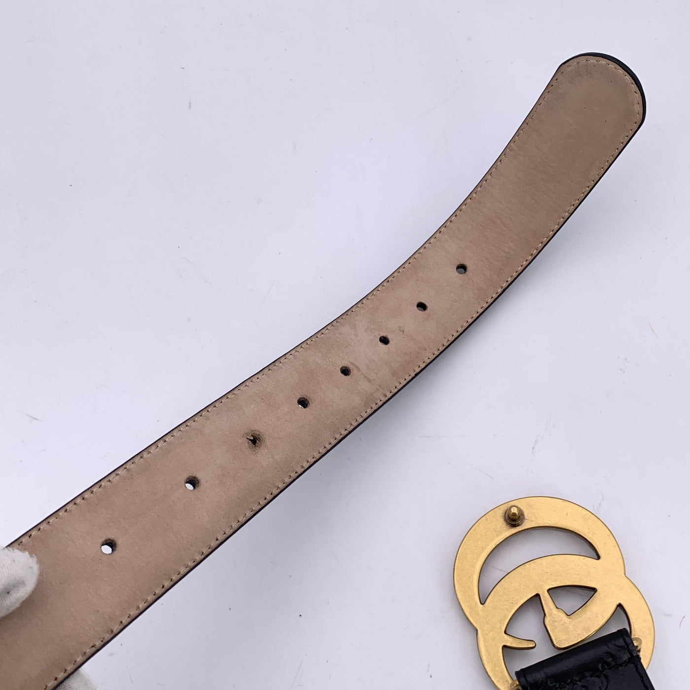 Gucci Black Guccissima Leather Marmont Belt Crystal GG Buckle 90/36