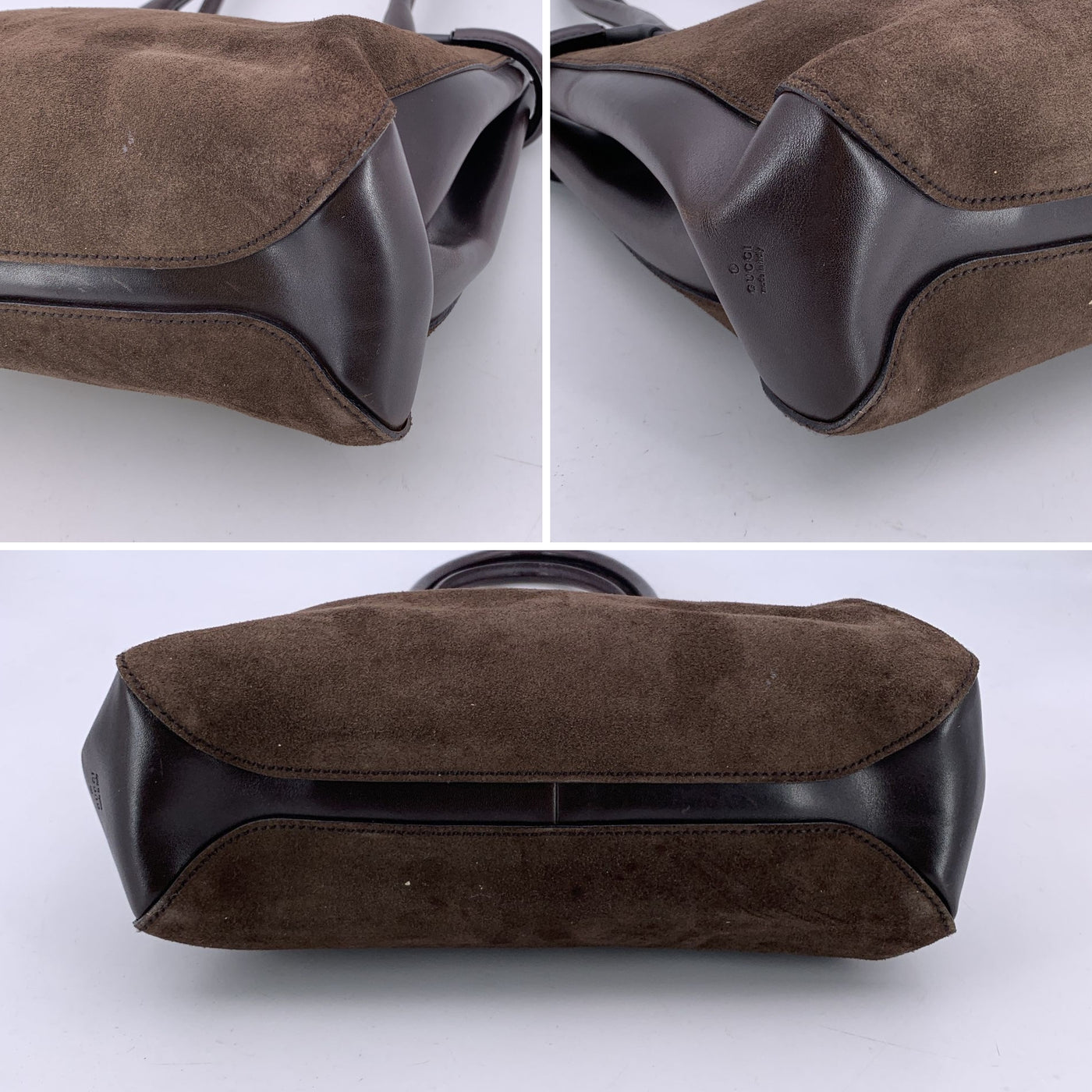 Gucci Brown Suede Leather Horsebit Detailing Tote Shoulder Bag