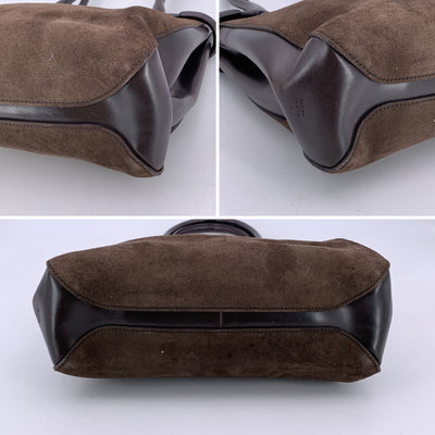 Gucci Brown Suede Leather Horsebit Detailing Tote Shoulder Bag