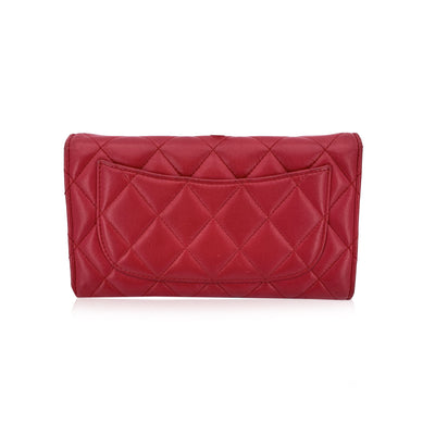 Chanel Red Quilted Leather Classic Timeless Continental Flap Wallet