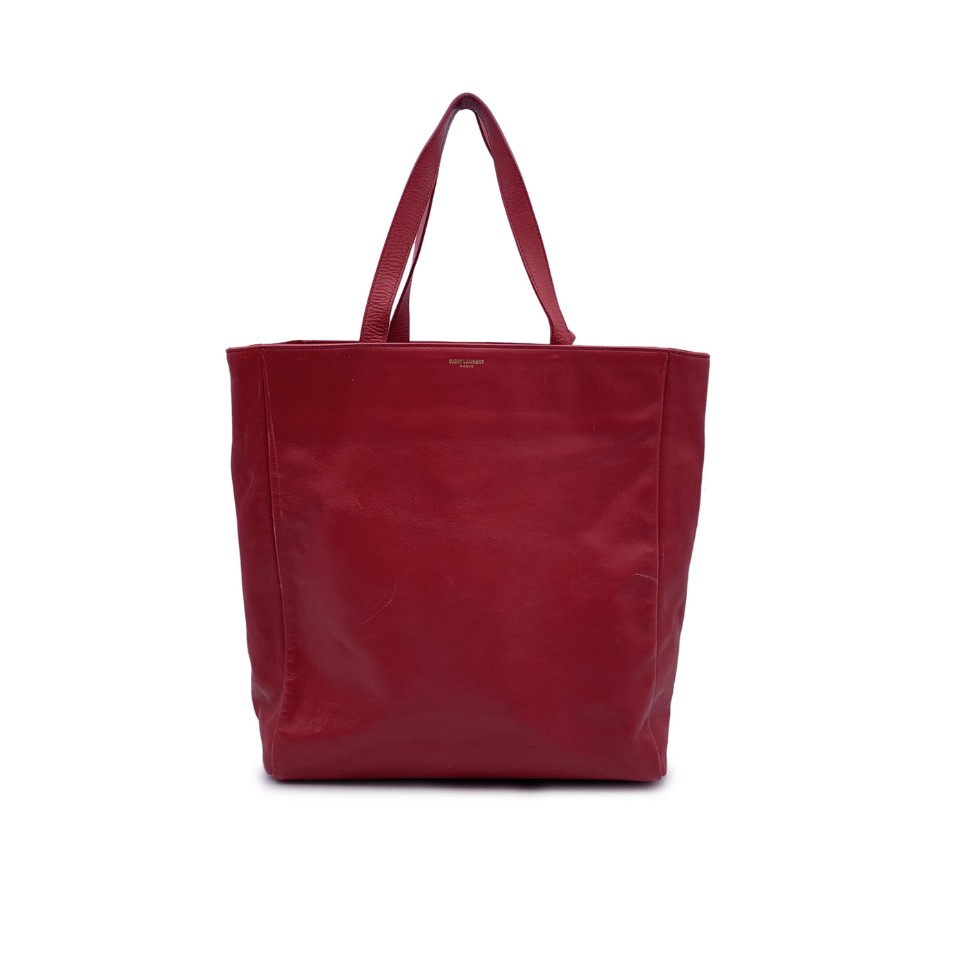 Saint Laurent Red Leather North South Reversible Tote Shopping Bag