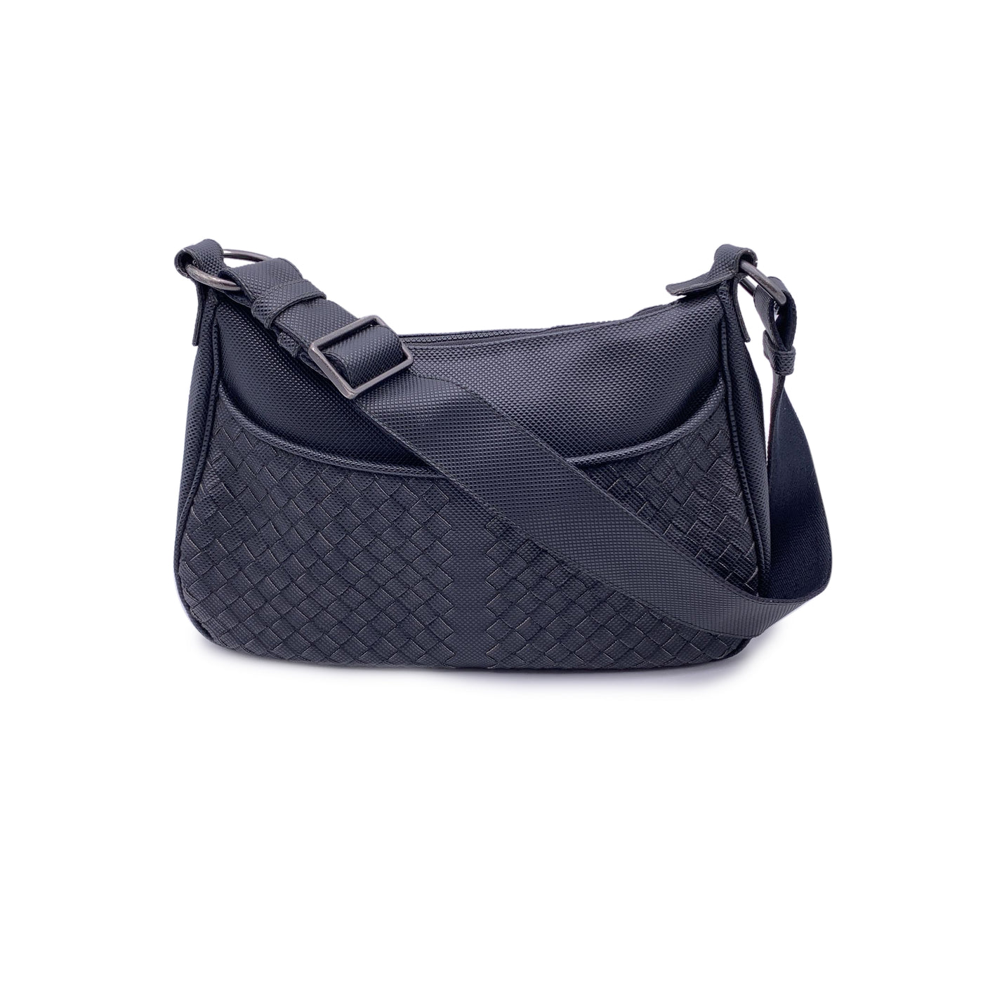 Bottega Veneta Black Intrecciato Canvas Shoulder Bag