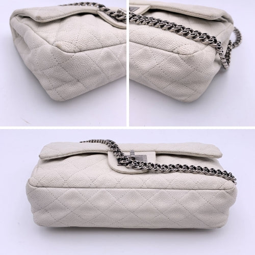 Chanel White Leather Reissue 2.55 Double Flap 225 Shoulder Bag 2000s