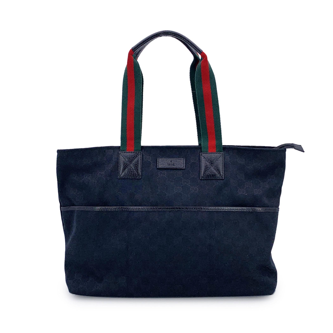 Gucci Black Monogram Canvas Web Strap Tote Diaper Bag