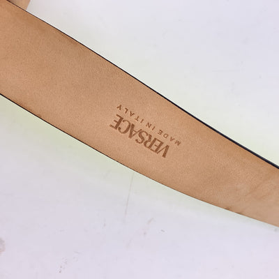 Versace Fluo Yellow Leather Medusa Logo Buckle Belt Size 90/36