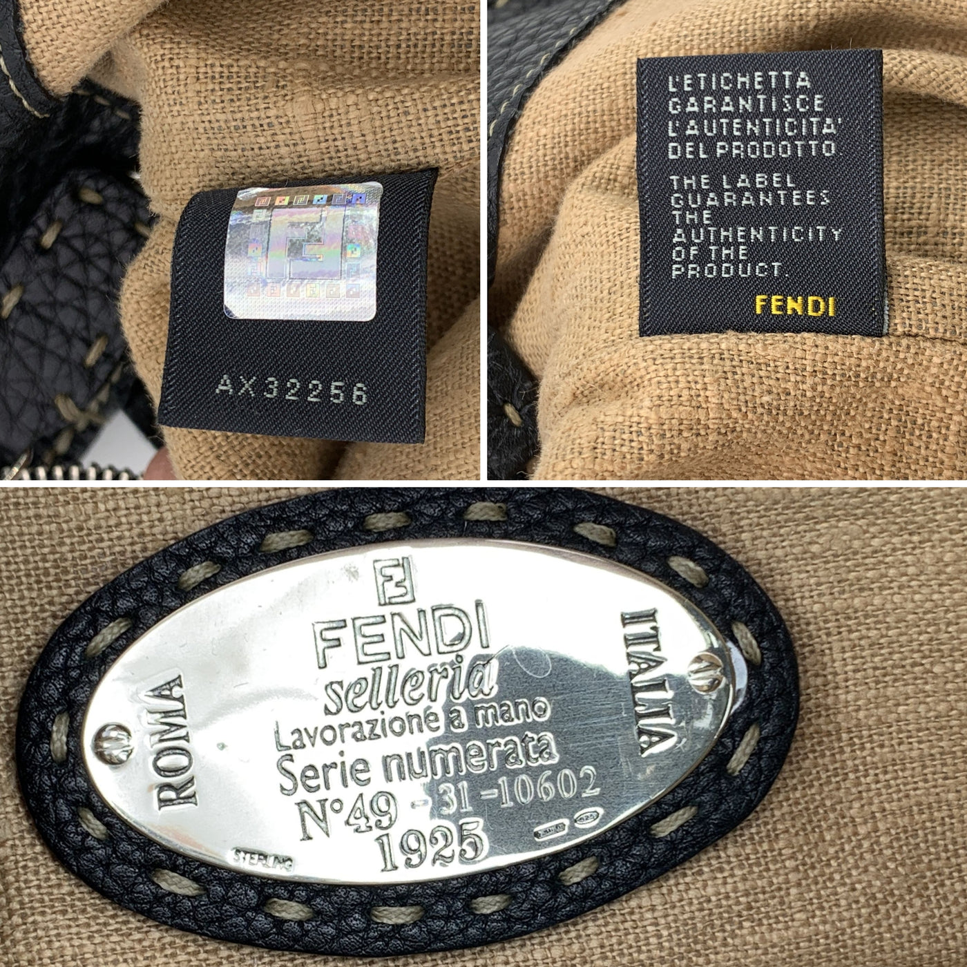 Fendi Selleria Black Leather Unisex Messenger Crossbody Bag