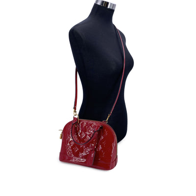 Louis Vuitton Red Monogram Vernis Alma BB Bag Handbag with Strap