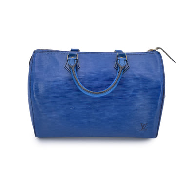 Louis Vuitton Toledo Blue Epi Leather Speedy Boston Bag Handbag