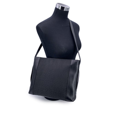 Celine Vintage Black Macadam Canvas Shoulder Bag Tote
