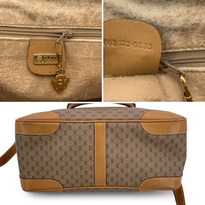 Gucci Vintage Beige Monogram Canvas Satchel Handbag with Strap