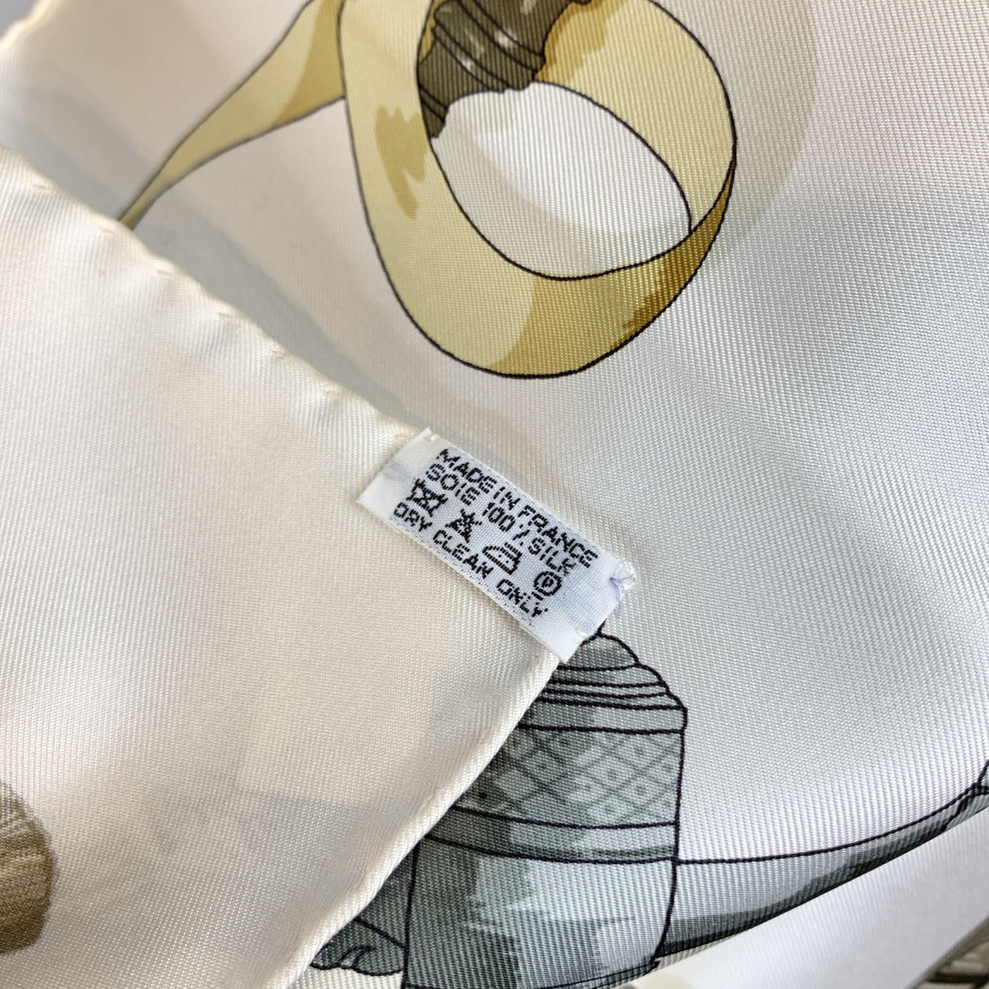 Hermes Paris Vintage White Silk Scarf Ferronnerie 1970 Cathy Latham