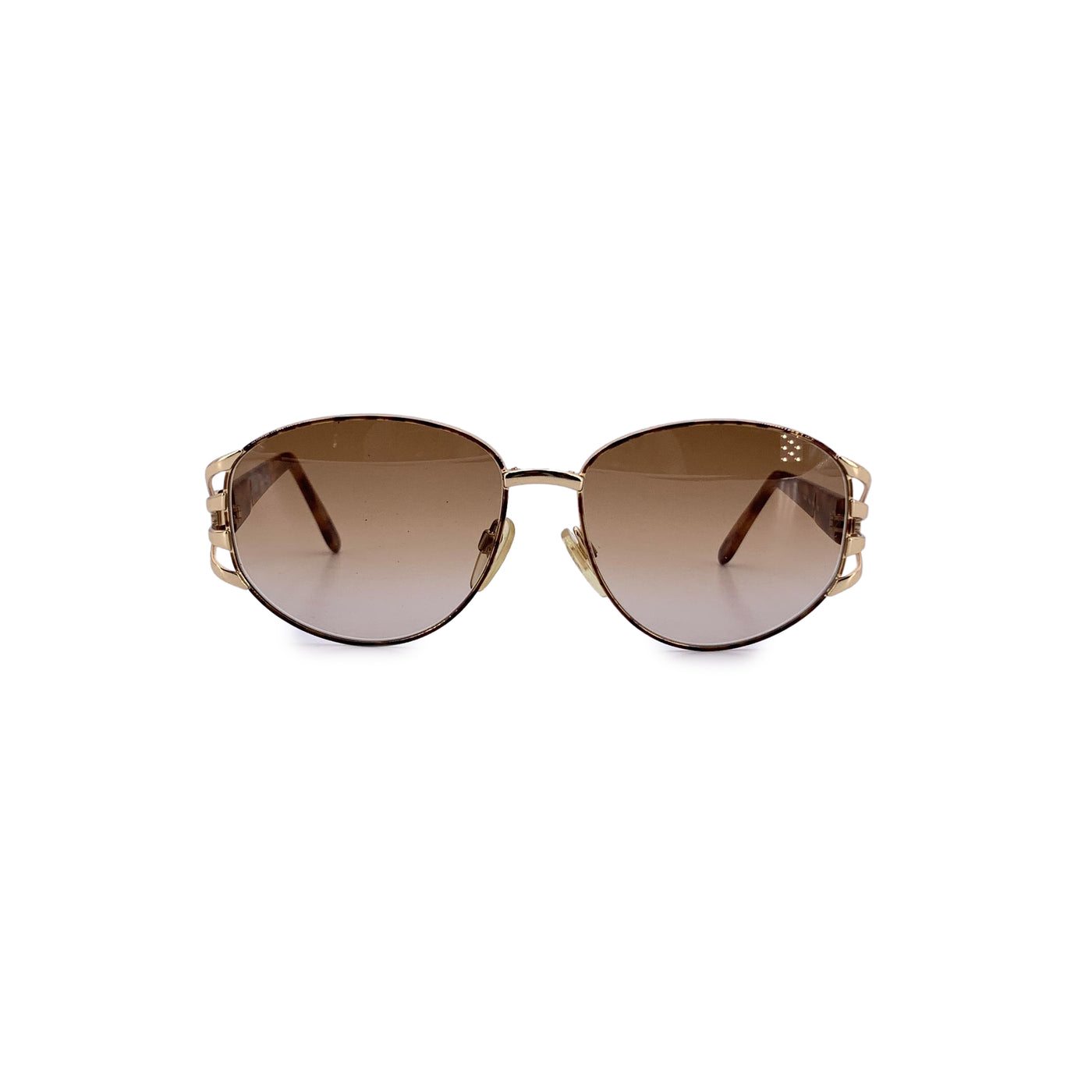 Valentino Vintage Gold Metal Oval Sunglasses Mod. V431 58/15 130mm