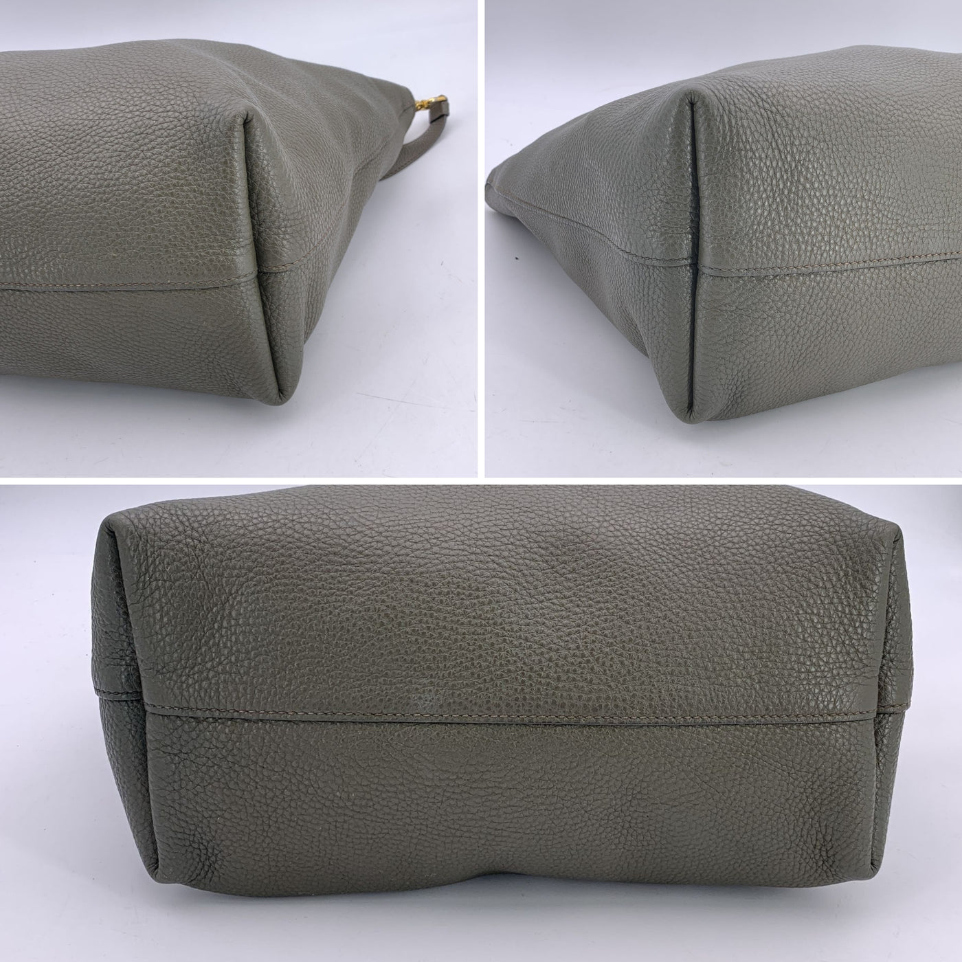 Prada Military Green Leather 2 Way Tote Shopping Bag with Strap