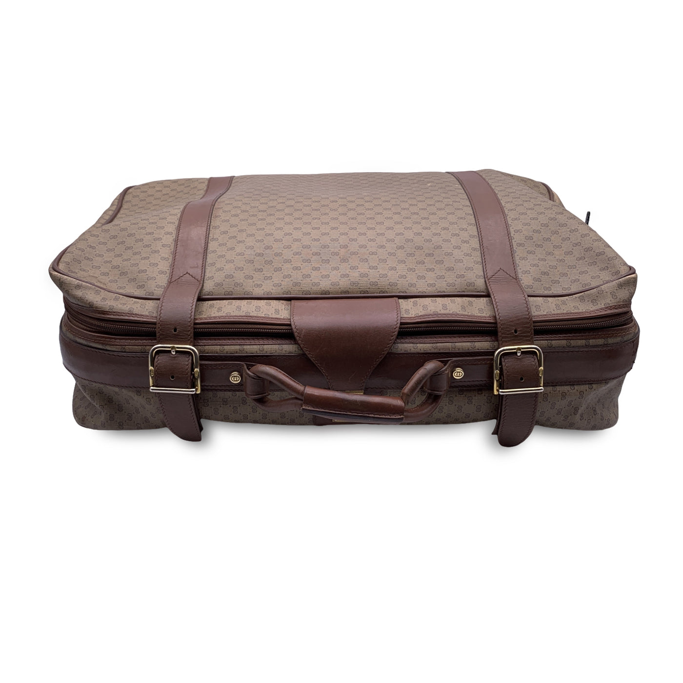 Gucci Vintage Beige Monogram Canvas Travel Bag Suitcase