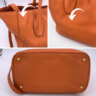 Prada Orange Vitello Daino Leather Tote Shopping Bag with Strap BN2694