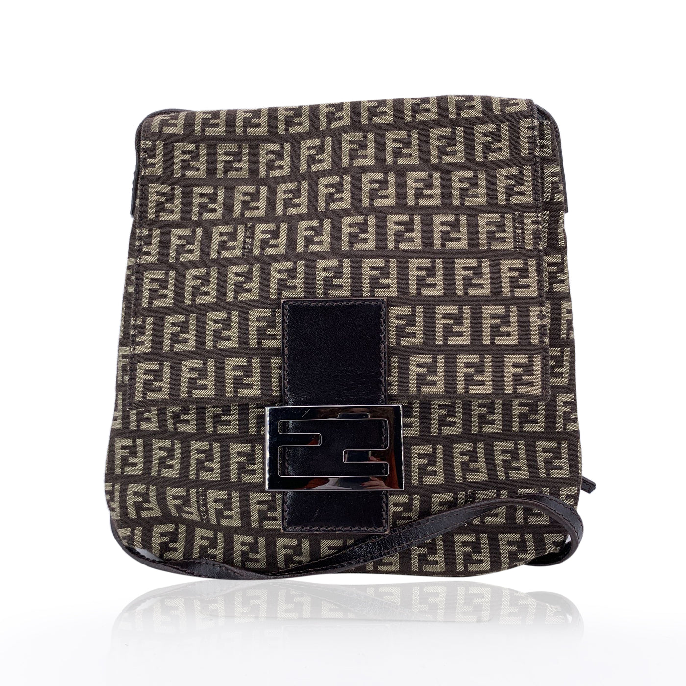 Fendi Brown Zucchino Monogram Canvas Messenger Bag