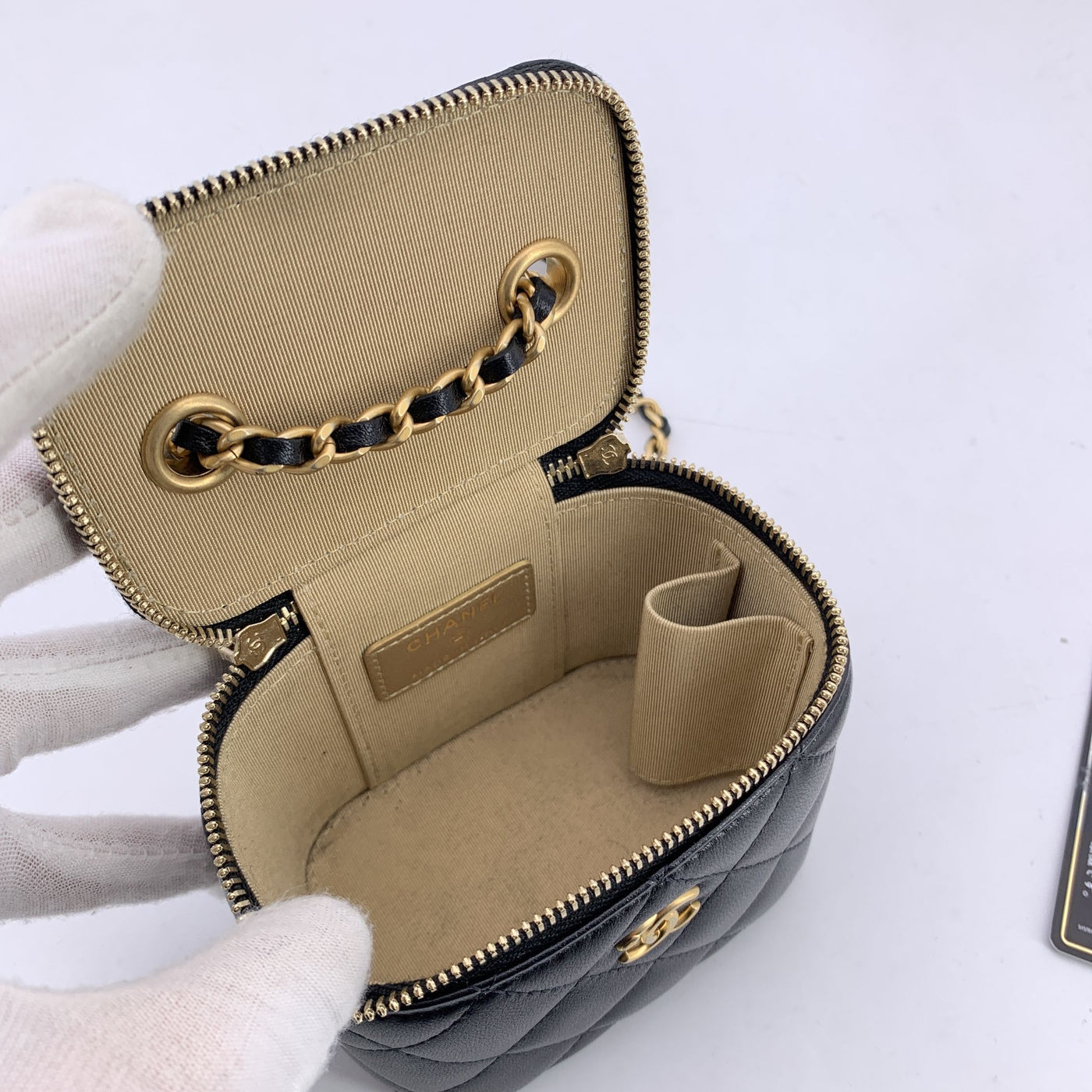 Chanel Black Quilted Leather Mini Vanity Case Crossbody Bag