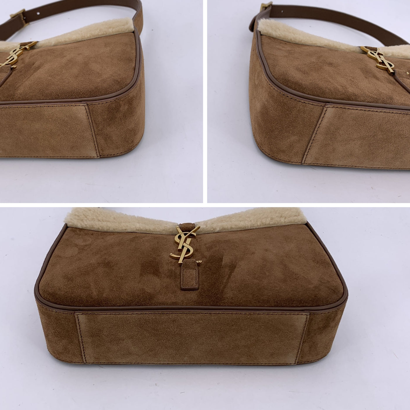 Saint Laurent Camel Suede and Sheraling Le 5 a 7 Shoulder Bag