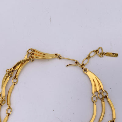 Yves Saint Laurent Vintage Gold Metal Multi Strand Necklace