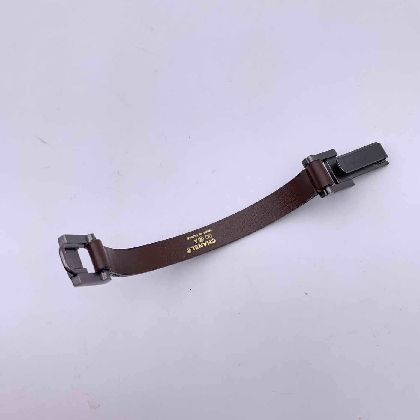 Chanel Vintage Brown Leather Unisex Logo Bracelet