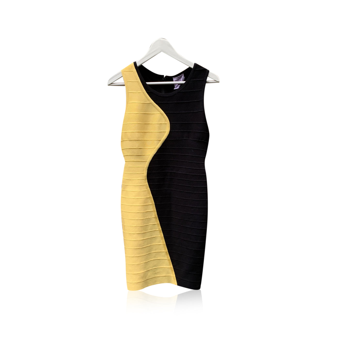 Herve Leger Black and Yellow Sleeveless Radiant Sun Dress Size S