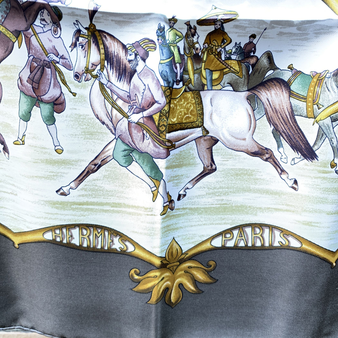 Hermes Paris Silk Scarf Les Chevaux des Moghols 1993 De Fougerolle