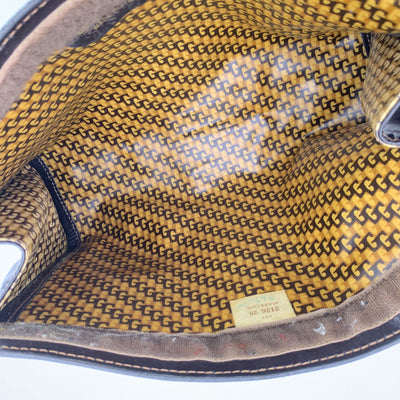 Gucci Vintage Brown Suede Cosmetic Bag Clutch Web with Stripes