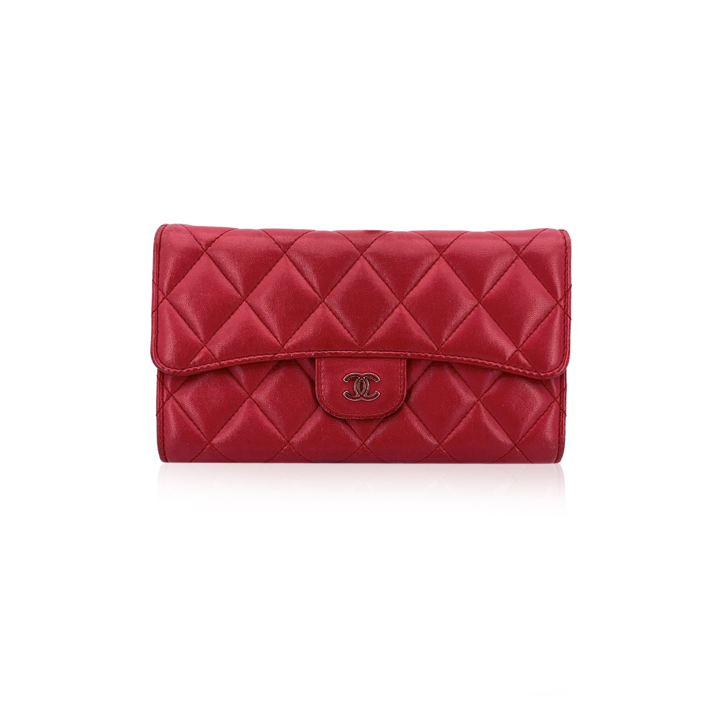 Chanel Red Quilted Leather Classic Timeless Continental Flap Wallet