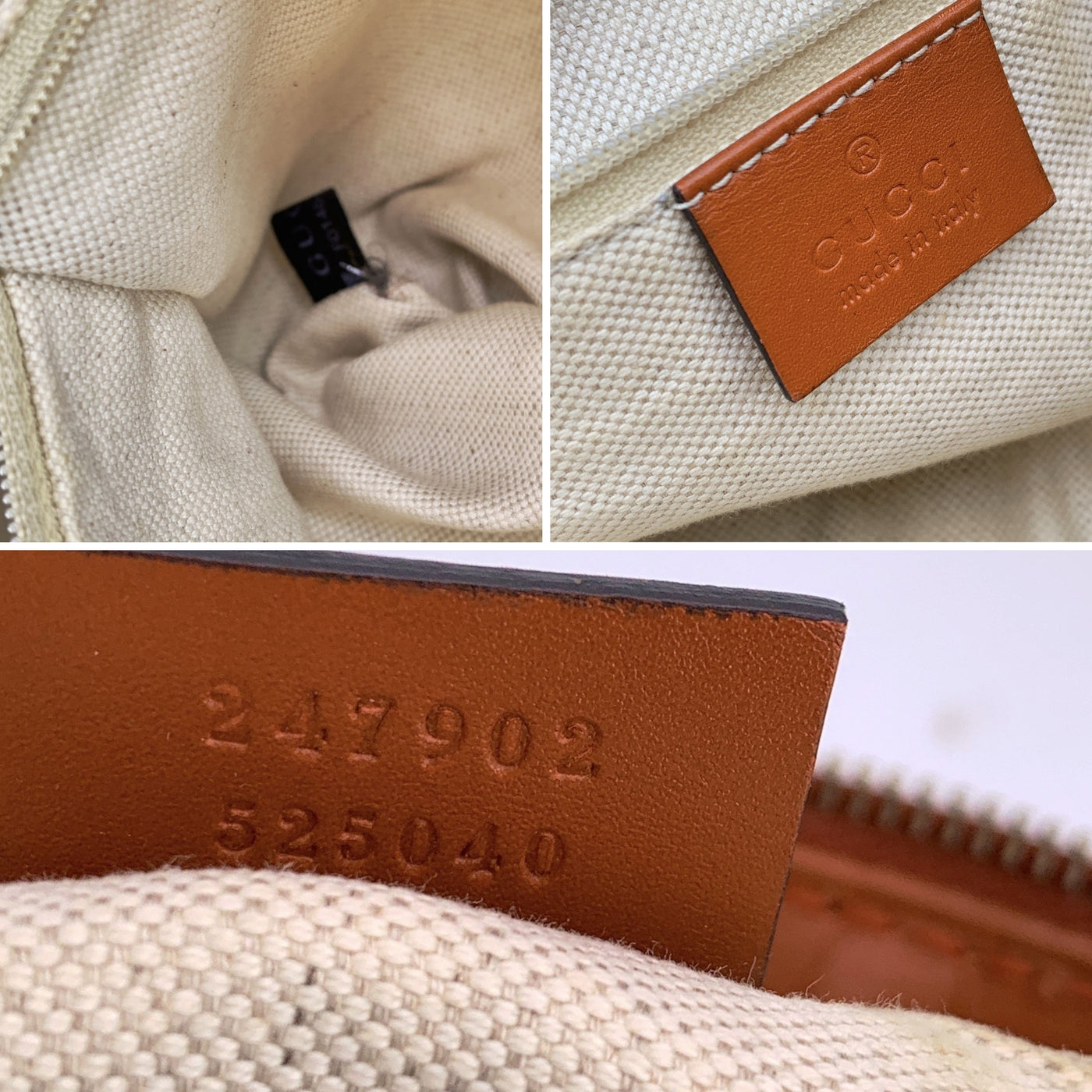 Gucci Beige Monogram Orange Leather Sukey Medium Tote Bag