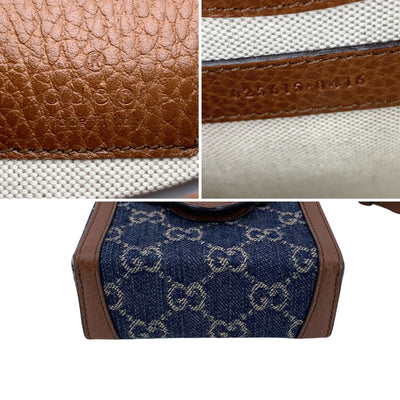 Gucci Monogram Denim and Leather Horsebit 1955 Mini Crossbody Bag