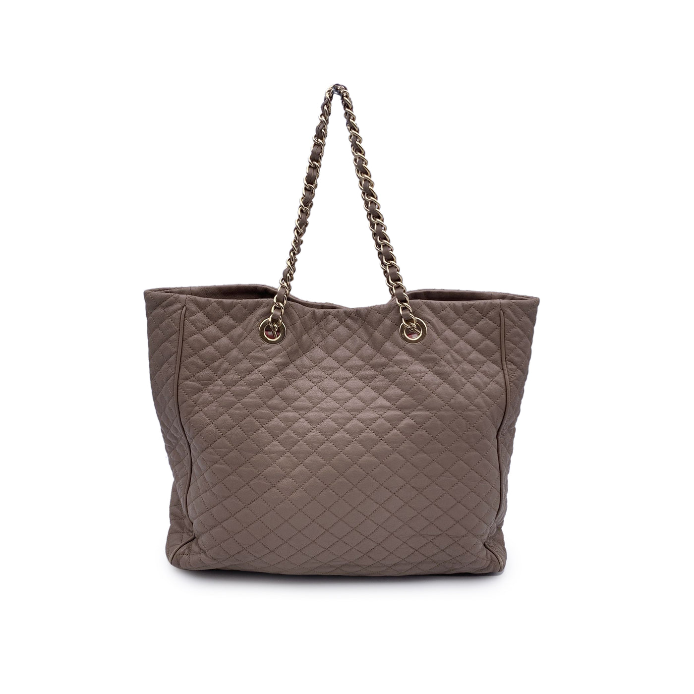 D&G Dolce & Gabbana Taupe Quilted Leather Lily Glam Tote Bag