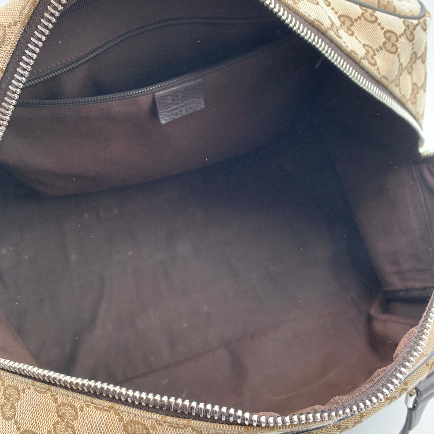 Gucci Beige Monogram Canvas Duffle Weekender Travel Bag with Strap