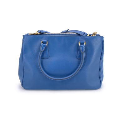 Prada Blue Saffiano Leather Galleria 2 Way Tote Satchel Bag