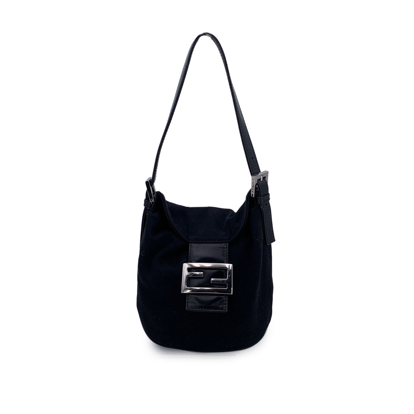 Fendi Black Fabric Mini Baguette Shoulder Bag Handbag