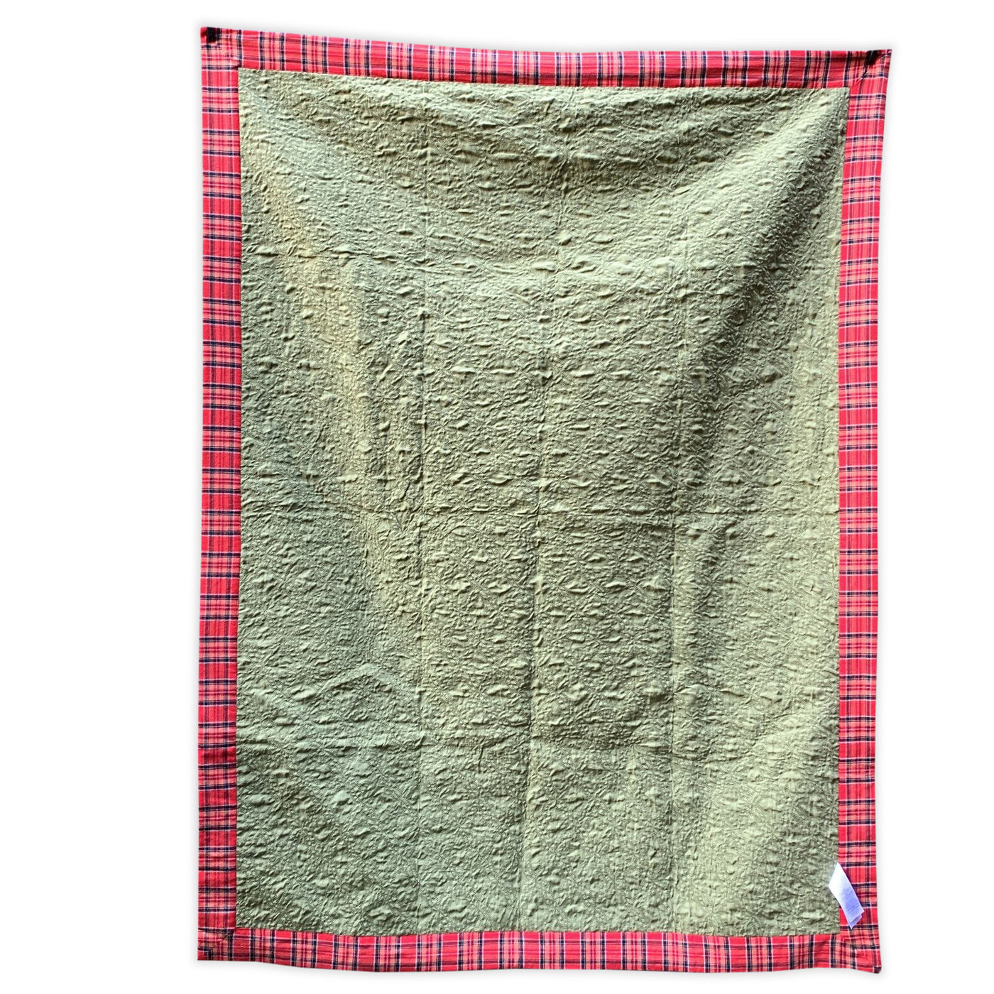 Gucci Home Beige Red Tartan Check and Floral Print Quilted Blanket