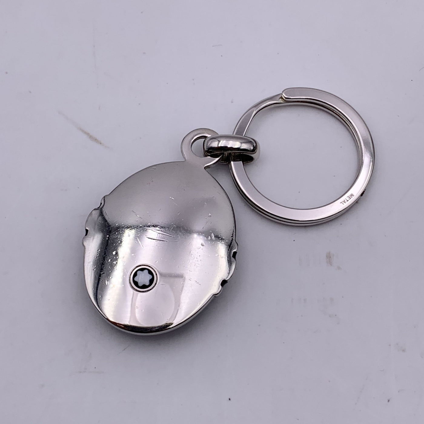 Montblanc Accessory Set of Stainless Steel Keyring Black Leather Case