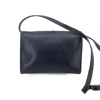 Celine Vintage Black Leather Ring Convertible Shoulder Bag