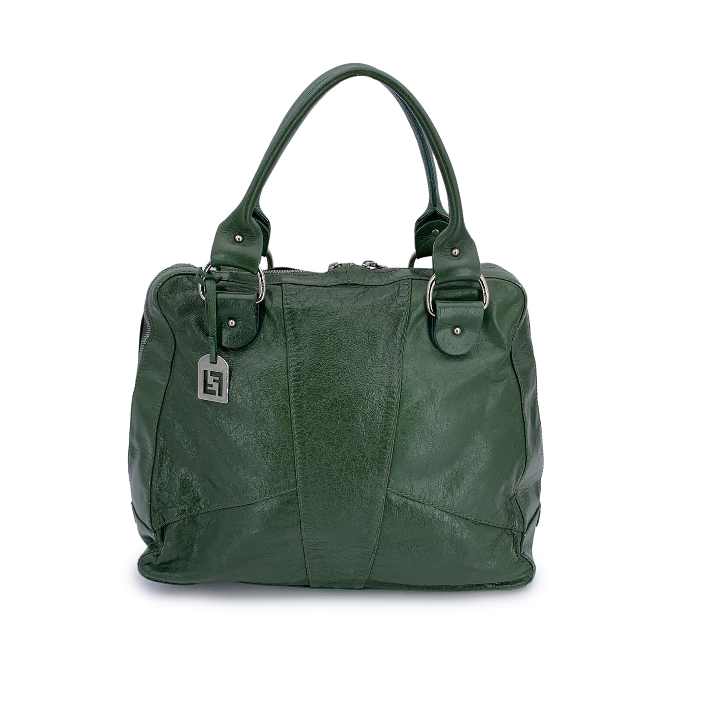 Fendi Green Leather Devil Top Handle Satchel Bag Handbag